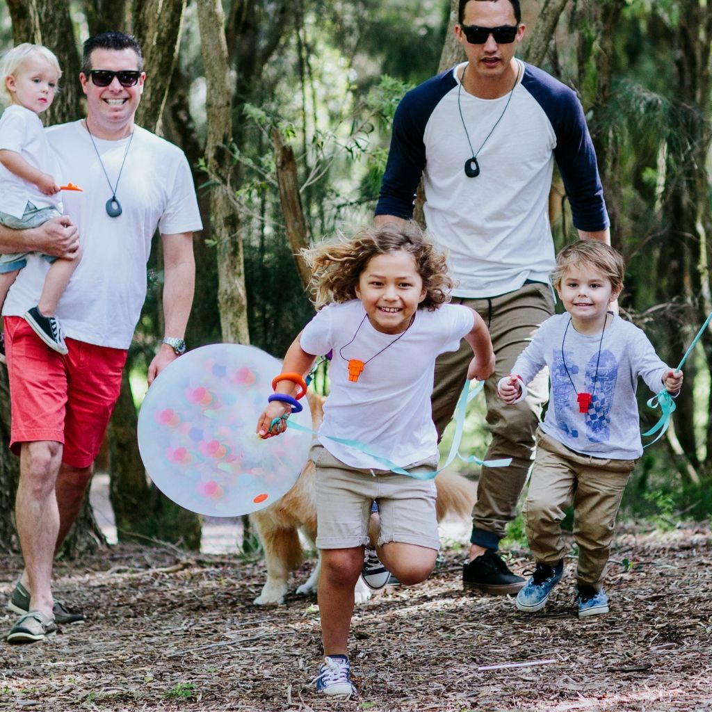 Kids wearing kids chew pendants