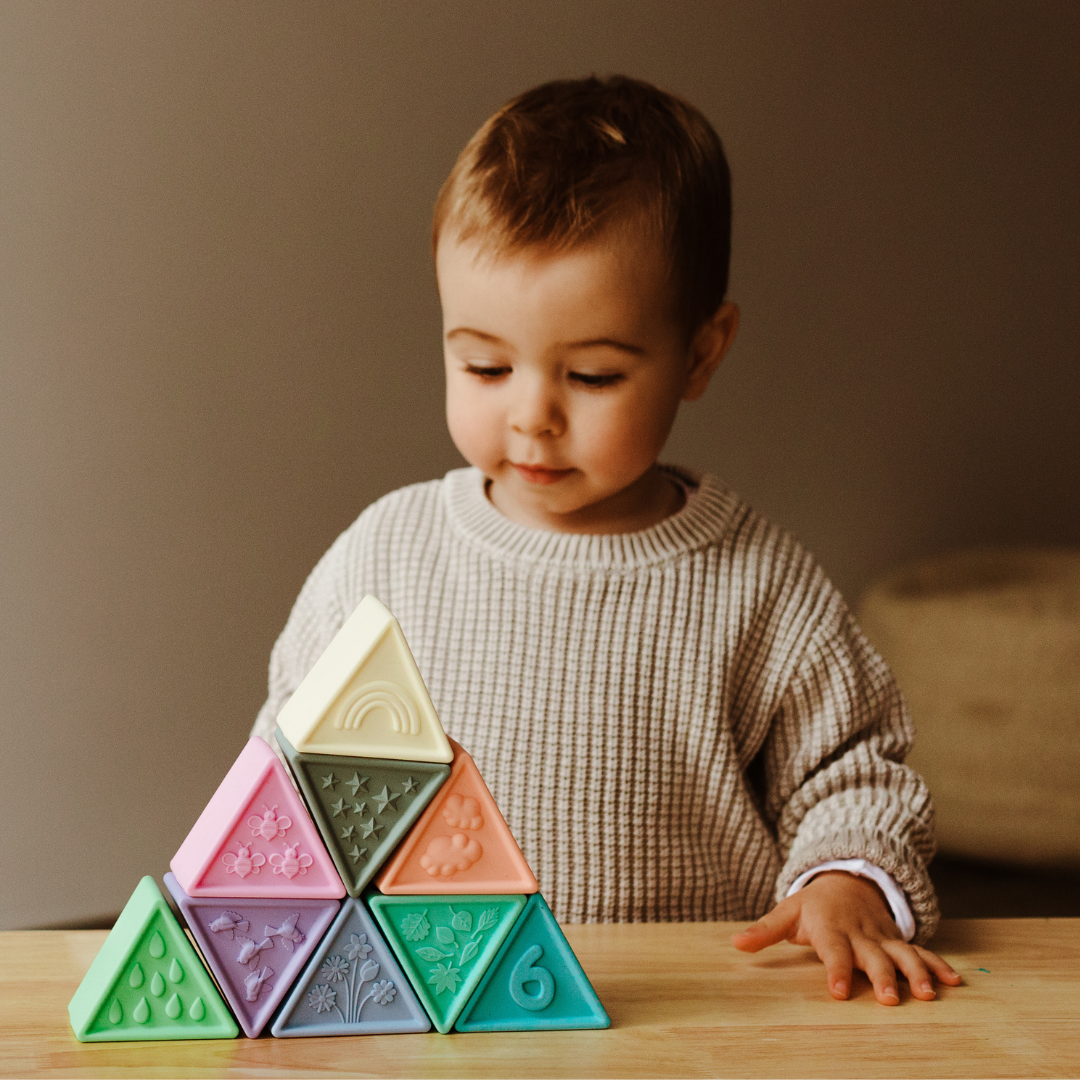 Boy with pastel triblox 